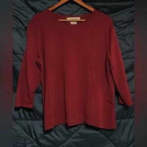 Sag Harbor Women's Burgundy Long Sleeve Top